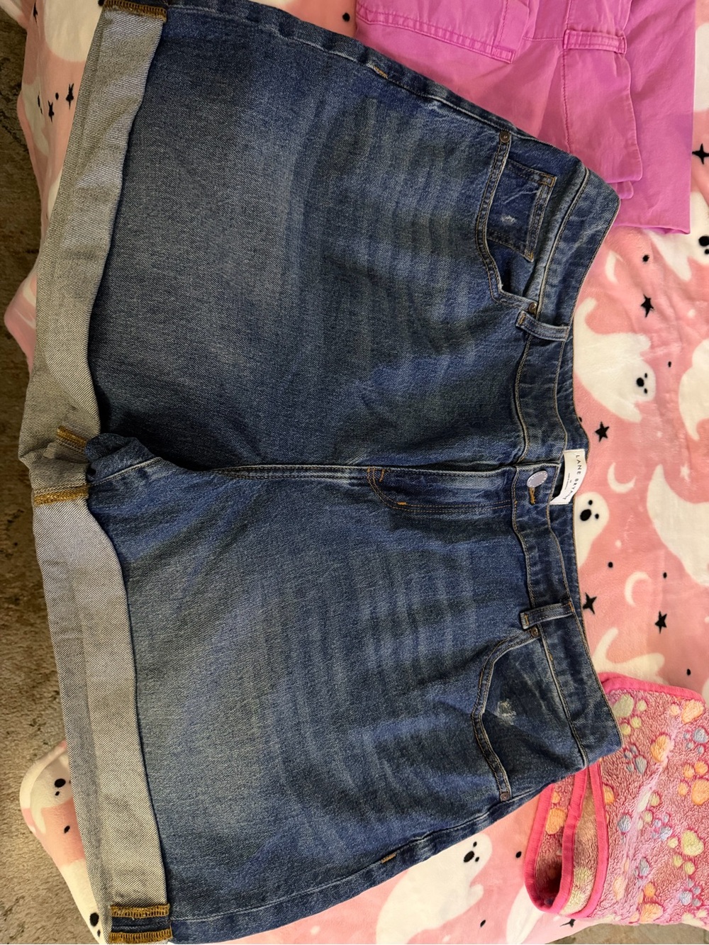 Lane Bryant Dark Blue Roll-Cuff Jean Shorts